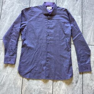 Ted Baker Mens Endurance Blue Pattern Button Up Dress Shirt 100% Cotton Neck 17